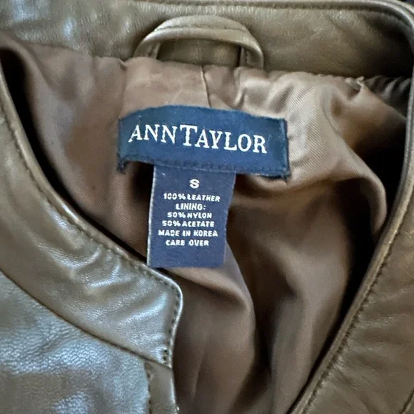 Ann Taylor Women's Dark Olive Leather Jacket - Picture 4 of 4
